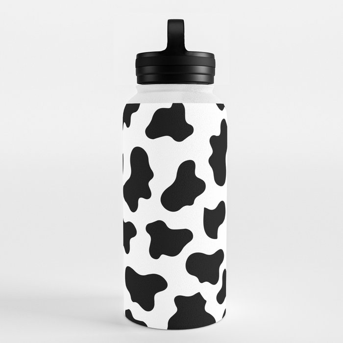 Cow Print Personalised Water Bottles / Personalised Reusable Kids Bottle /  Cow Print / Reusable / Pretty Water Bottle / Coral / Grey / Name 