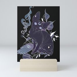 Incense Sphynx Cat │Neo Traditional│Purple Mini Art Print
