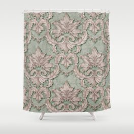 Pink Green Paisley Floral Shower Curtain