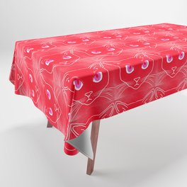 Retro Red Cat Silhouettes Hot Pink Eyes Mini Tablecloth