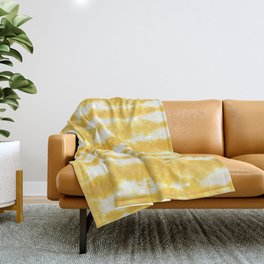 Yellow Tiki Shibori Throw Blanket