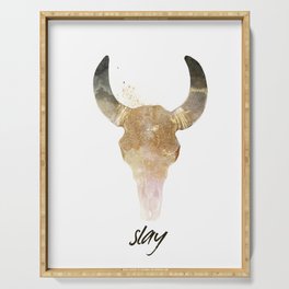 slay deer head in grey and rose gold Serving Tray