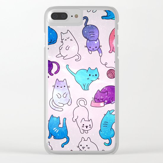 Space Cats Pattern Clear iPhone Case