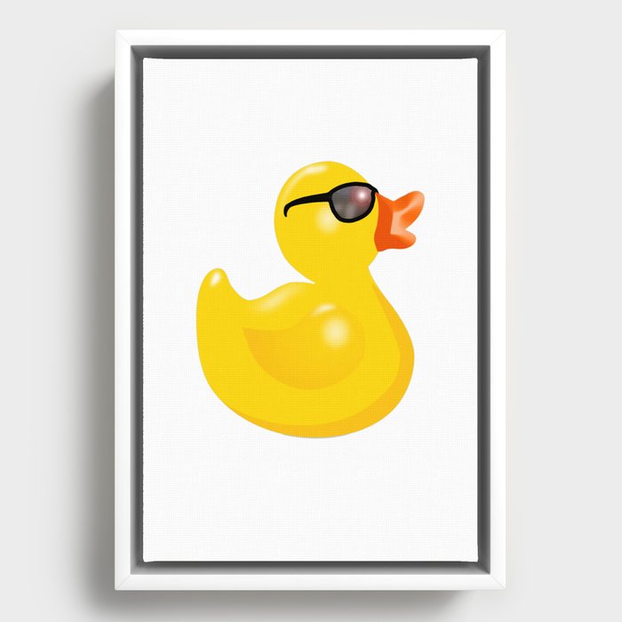 Rubber Duck with Sun Glasses Framed Canvas