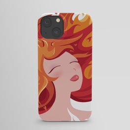 Elemental Women Vector Vintage Art: Beautiful Fire Girl iPhone Case