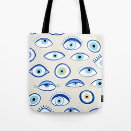 blue all seeing eye amulet pattern Tote Bag