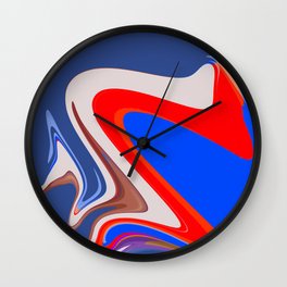 fusion color Wall Clock | Figures, White, Blue, Fusion, Red, Painting, Digital, Color, Decoration, Abstract 