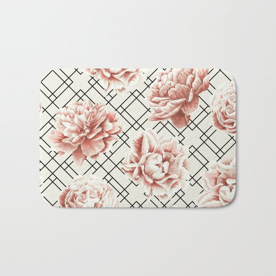 Simply Mod Diamond Roses in Cream and Black Bath Mat