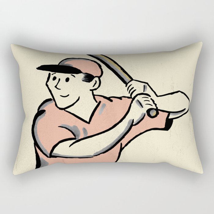 Vintage Baseball Player Rectangular Pillow