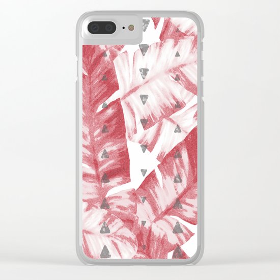 Dusty Rose Tropical Banana Leaves Arrows Design Clear iPhone Case