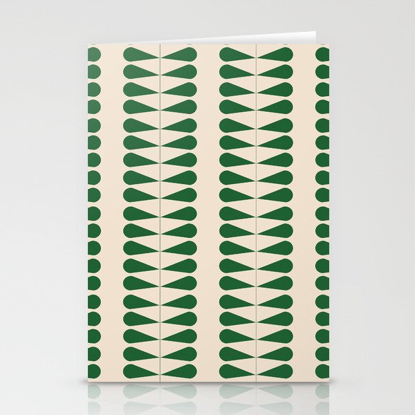 Green geometric mid century retro plant pattern Stationery Cards
