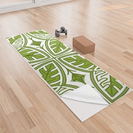 Modern Tropical Green and White Leaves  Yoga Towel