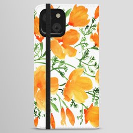 Watercolor California poppies iPhone Wallet Case