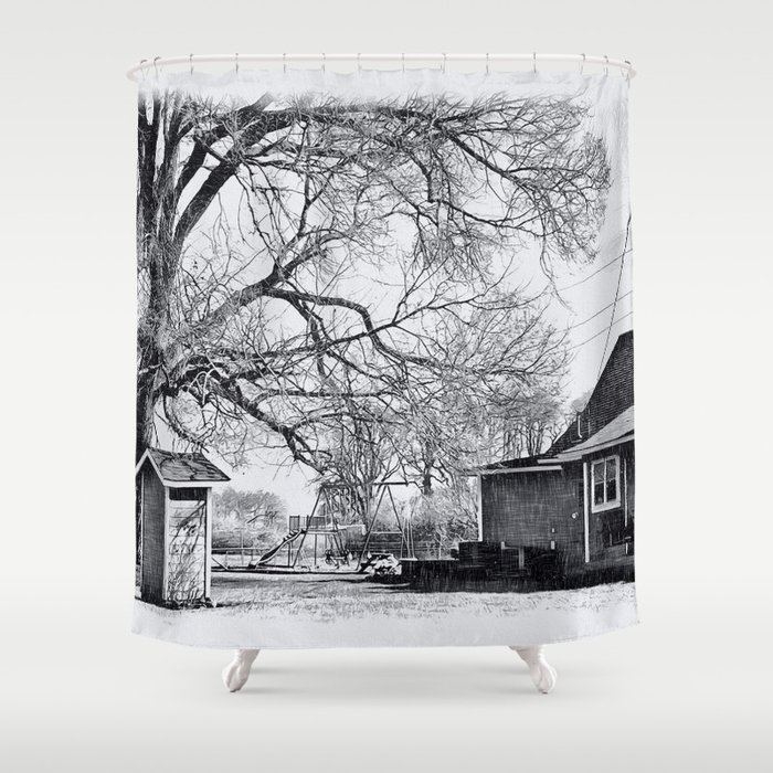 Home illustration black and white Shower Curtain