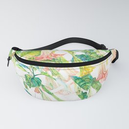 Brugmansia Delicate Floral Watercolor Trumpet Flower Painting Fanny Pack