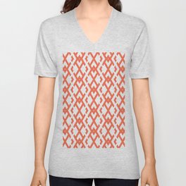 Tangerine and White Diamond Zig Zag Pattern Pairs DE 2022 Trending Color Often Orange DE5132 V Neck T Shirt