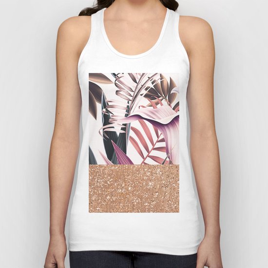 Magenta floral rose gold Unisex Tank Top