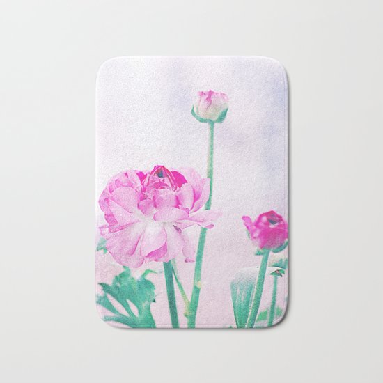 Vintage Ranunculus (7) Bath Mat
