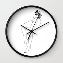 Female Legs With Flowers Wall Clock