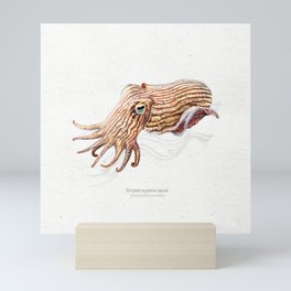 Striped pyjama squid art print Mini Art Print