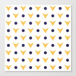 Yellow arrows and navy blue dots pattern Canvas Print