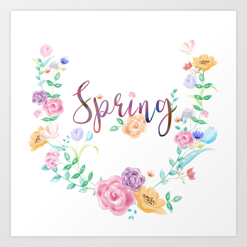 Watercolor Spring Floral Wreath Art Print By Frances90 Society6