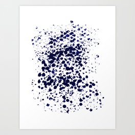Indigo Splash abstract minimal white and blue nautical water painterly painting monochromatic art Art Print
