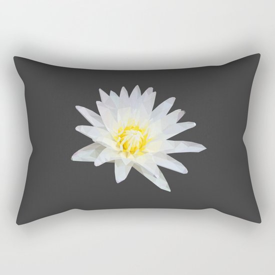 White Lotus Flower Rectangular Pillow