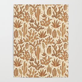 Cactus Desert - gold and copper Poster