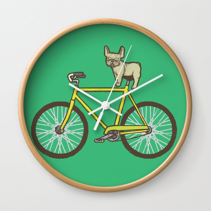 Frenchie on a Fixie Wall Clock