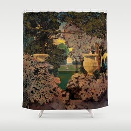 The oaks, the garden of years and other poems floral portrait by Maxfield Parrish Shower Curtain