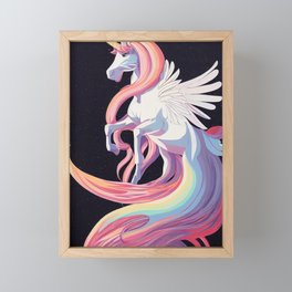 Rainbow Winged Unicorn Framed Mini Art Print