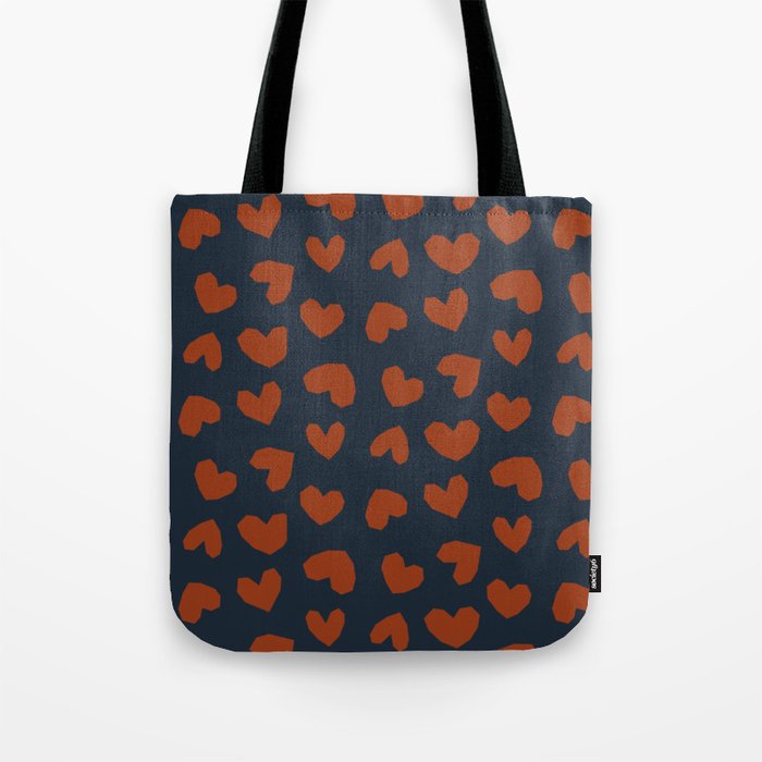 Geometric Hearts pattern navy Tote Bag