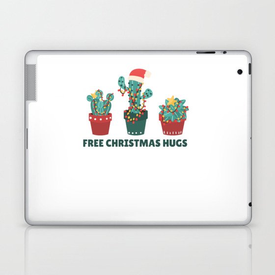 Free Christmas Hugs Funny Cactus Plants Laptop & iPad Skin
