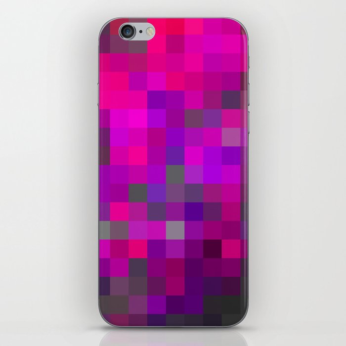 geometric pixel square pattern abstract background in purple pink iPhone Skin