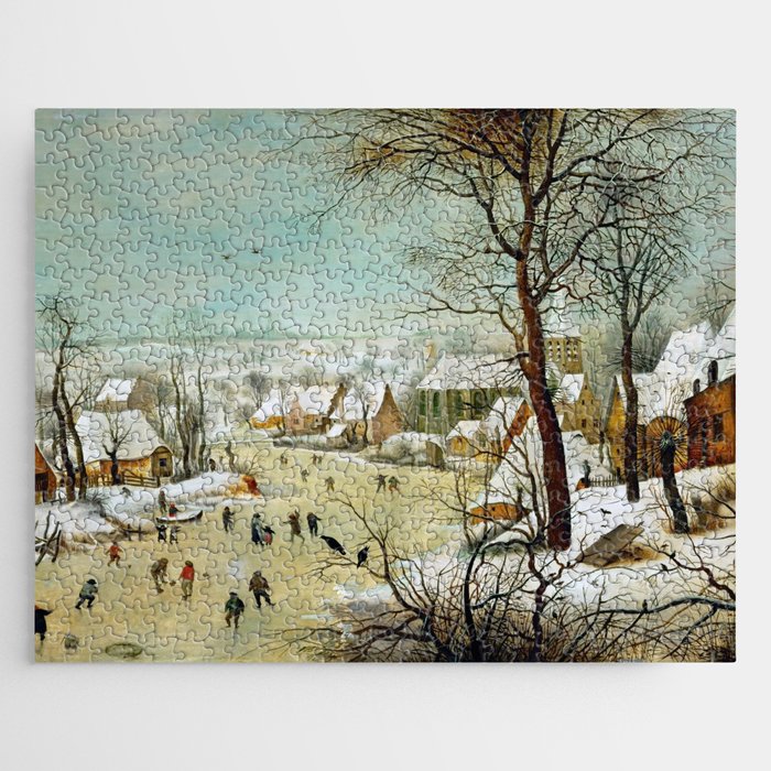 Pieter Bruegel (also Brueghel or Breughel) the Elder "Winter landscape with skaters and bird trap" Jigsaw Puzzle