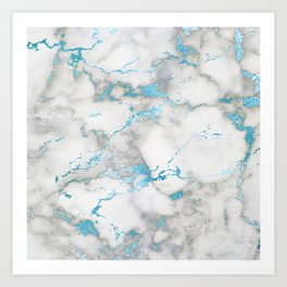 Blue Frosted Marble 02 Art Print