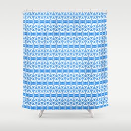 Dividers 02 in Blue over White Shower Curtain