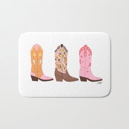 Pink Cowboy Boots  Bath Mat | Digital, Country, Retro, Howdy, Rodeo, Feminine, Drawing, Boots, Trendy, Cowboy 
