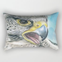 Peregrine Hawk Falcon Watercolour Human Made Art Painting Rectangular Pillow