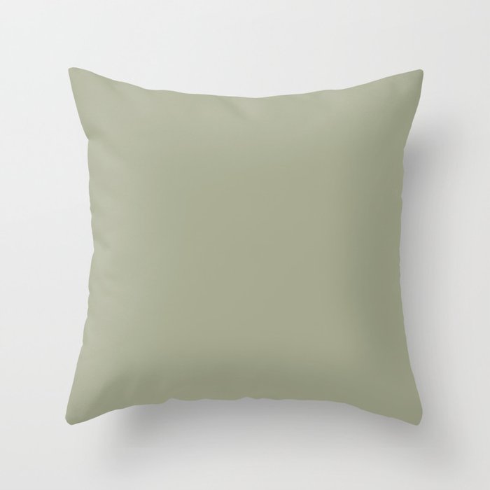 Olive Sprig green solid Throw Pillow