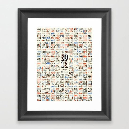 2012 Calendar // 366 Days // 366 Drawings Framed Art Print
