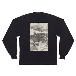 Canada, Vancouver - Black & White Aesthetic City Map Long Sleeve T-shirt