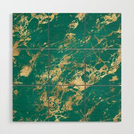 Teal & Gold Marble 06 Wood Wall Art