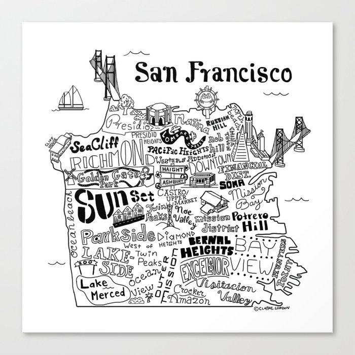 San Francisco Map Illustration Canvas Print