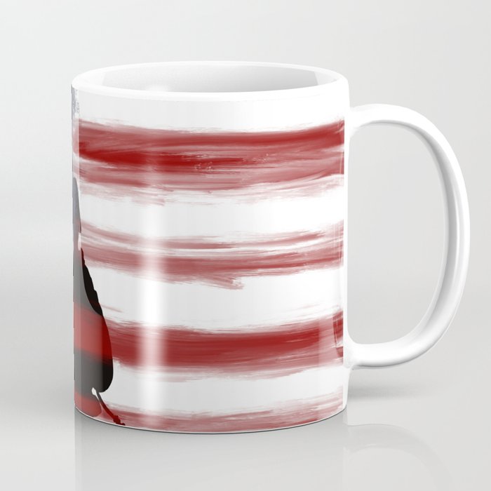 Soldier and Flag - Patriotic Coffee Mug | Drawing, Digital, Patriot, Patriotic, Flag, Gift, Holiday, American, American-flag-art, American-soldier-art