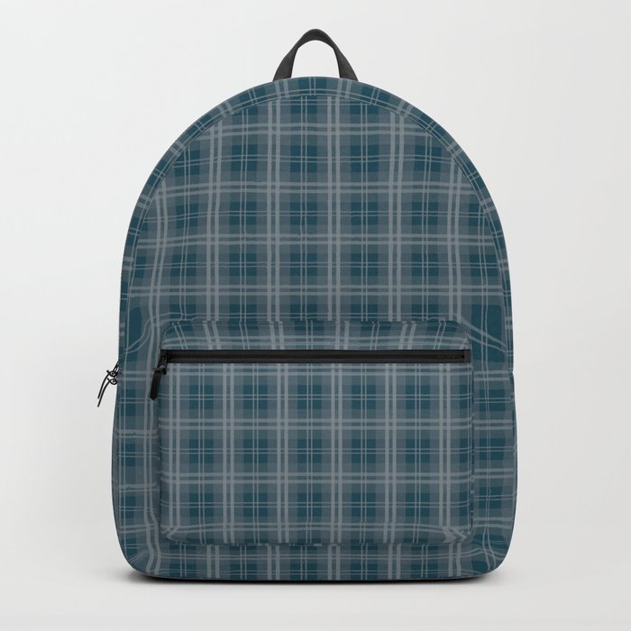Christmas Winter Night Blue Tartan Check Plaid Backpack by
