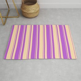[ Thumbnail: Tan & Orchid Colored Stripes Pattern Rug ]