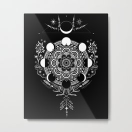 Moon Mandala Metal Print | Horoscope, Ink, Lunarphases, Witchmoon, Moonphasemandala, Illustration, Palmistry, Astronomy, Love, Crystal 