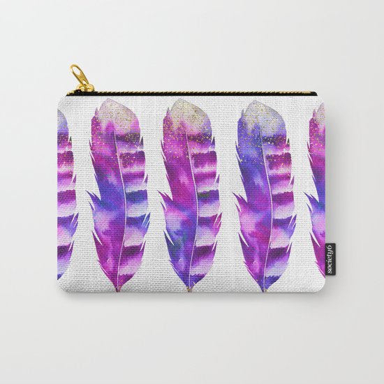 Pink Feathers watercolor painting Carry-All Pouch